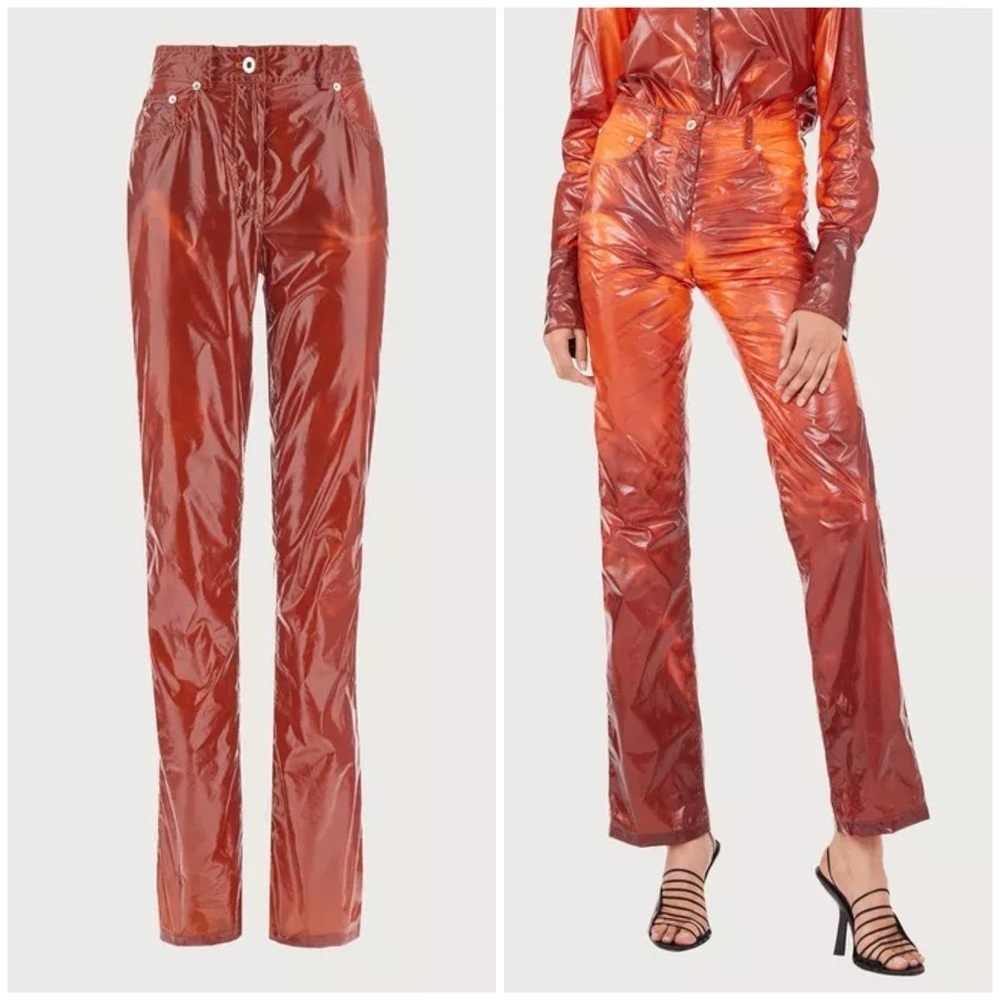 NWT Ferragamo Heat Sensitive Trouser Pant Brown Oxblood Avant Garde Sz 38